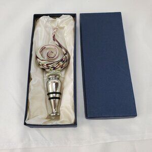 Murano Art Deco Swirl Glass Wine Stopper Murano Art Wine Stopper